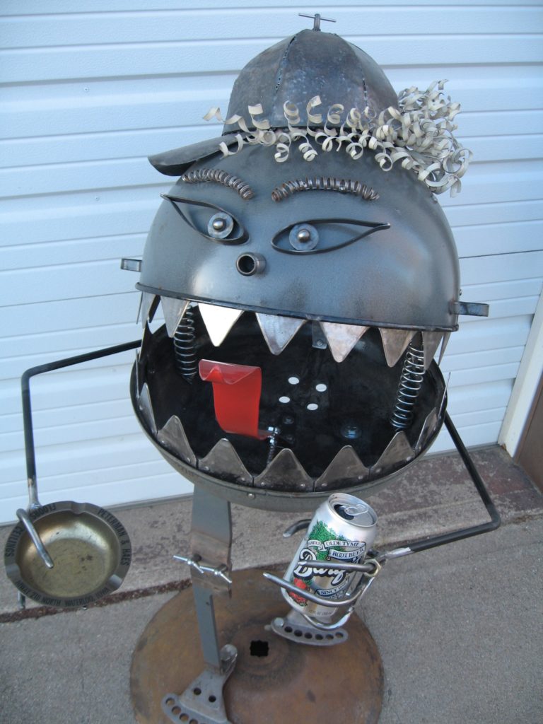 Micky Grilly, The Grill Monster metal sculpture
